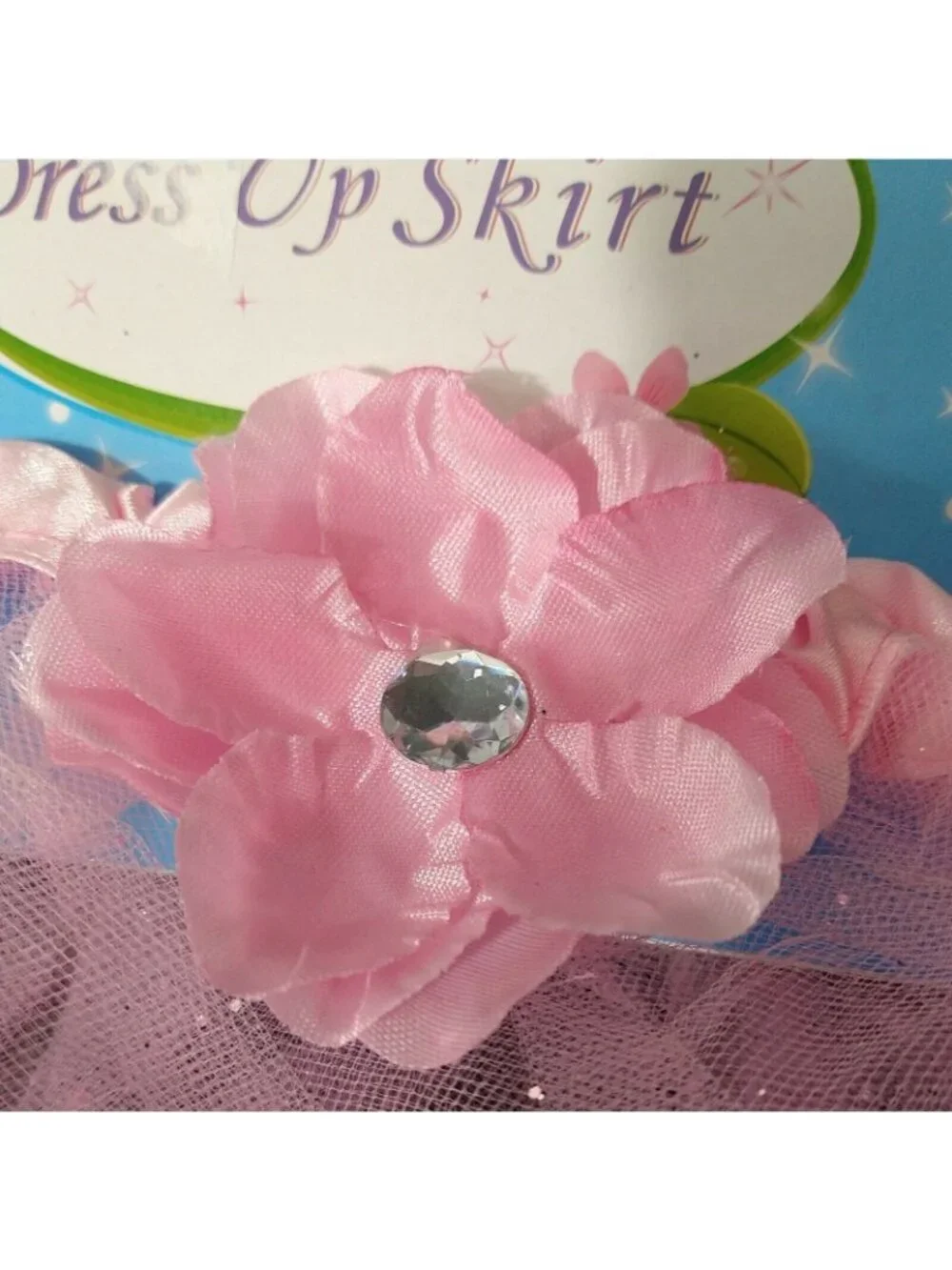 Girls Costume Dress Up Skirt Tutu Mesh Pink Flower Sparkly One Size Age 4-6